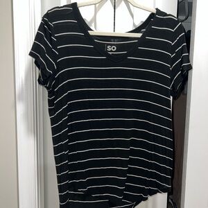 SO Women's Black Striped Top
